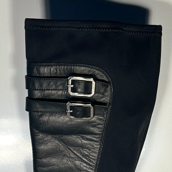 Rockport SZ 10 Black Leather Knee High Heeled Adiprene Comfort Boot Old $ Staple - Picture 5 of 10